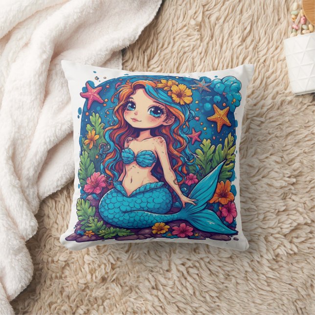 Almofada mermaid Watercolor (Cobertor)