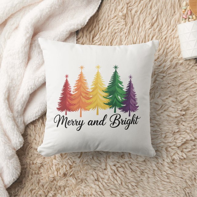 Almofada Merry And Bright Rainbow Christmas Tree Gay LGBTQ  (Cobertor)