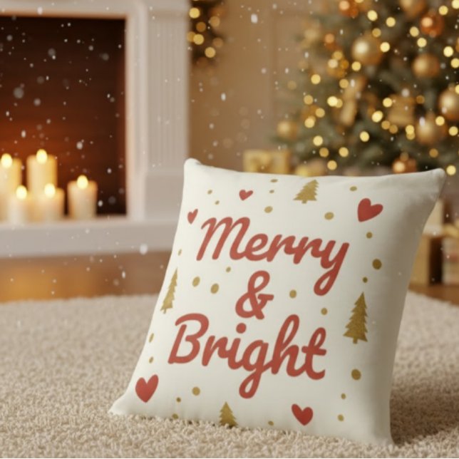 Almofada Merry & Bright" Festive Christmas Throw Pillow (Criador carregado)