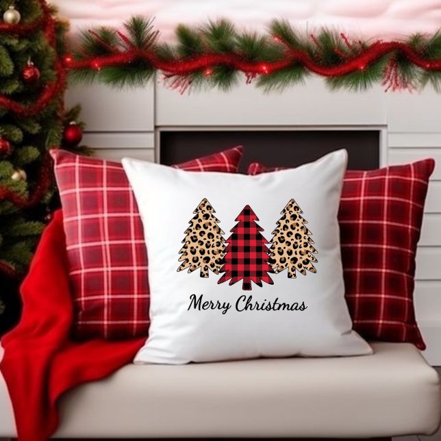 Almofada Merry Christmas 3 tree prints, Pillow Print. (Criador carregado)