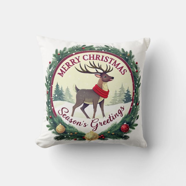 Almofada Merry Christmas –Majestic Winter Reindeer 🦌 (Frente)