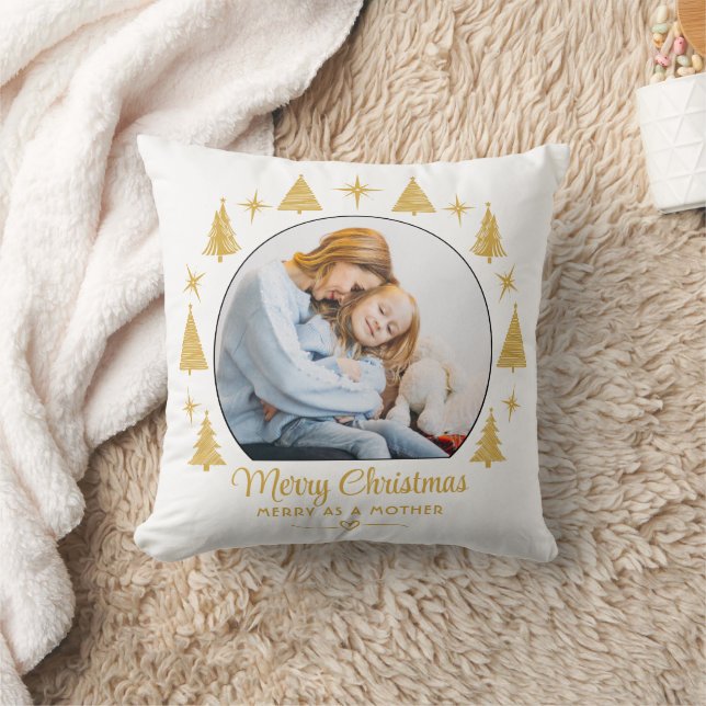 Almofada Merry Christmas Merry As A Mother White Gold Photo (Cobertor)