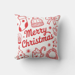Almofada Merry Christmas Red & White Holiday Throw Pillow