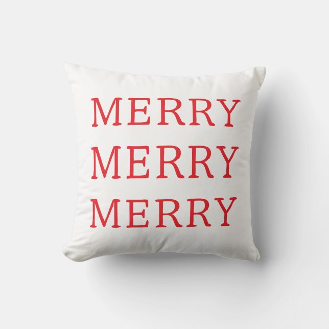 Almofada Merry Christmas Red & White Throw Pillow (Frente)