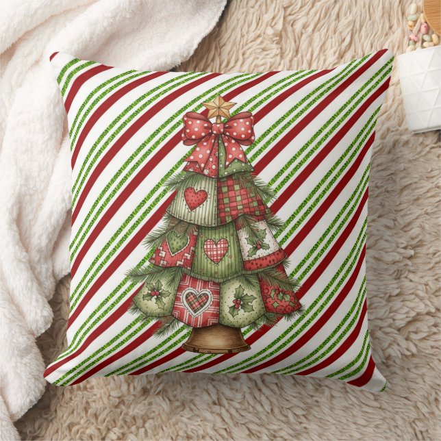 Almofada Merry Christmas Striped With Tree (Cobertor)