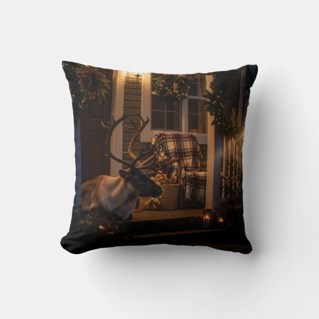 Almofada Merry Christmas Throw Pillow –  Reindeer  (Frente)