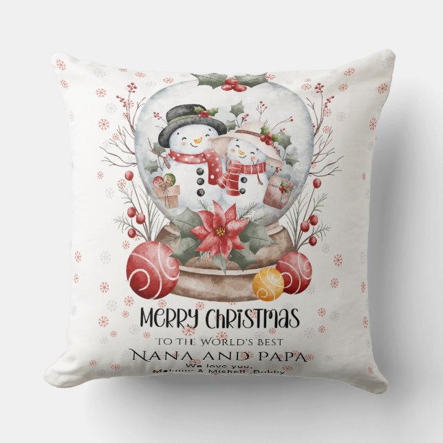 Almofada Merry Christmas To The World's Best Grandparents  (Frente)