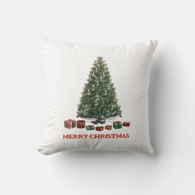 Almofada Merry Christmas. Tree (design 1) with gifts (Frente)