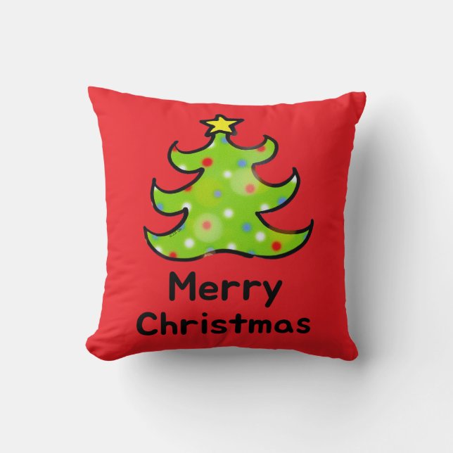 Almofada Merry Christmas Whimsical Tree Design (Frente)