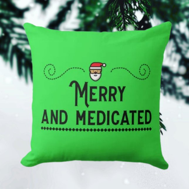 Almofada Merry & Medicated Holiday Throw Pillow (Criador carregado)