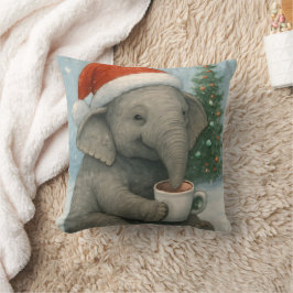 Almofada Merry Moments with a Cocoa-Loving Elephant Holiday
