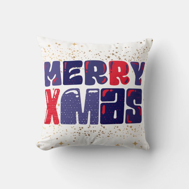 Almofada Merry Xmas Cute Red Dourado (Frente)