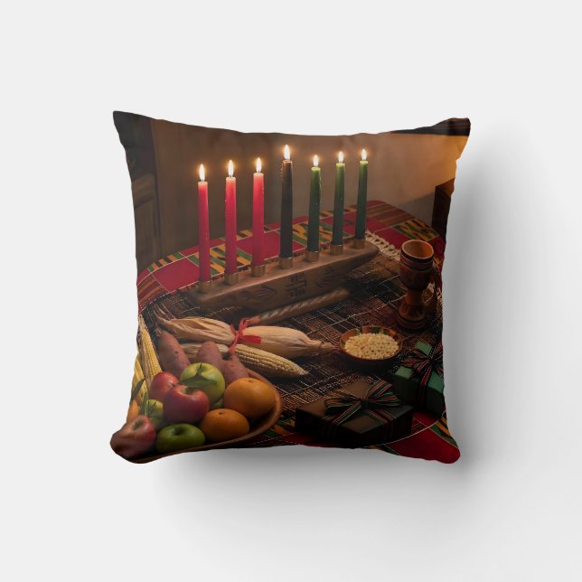 Almofada Mesa de Kwanzaa com Kinara (Frente)