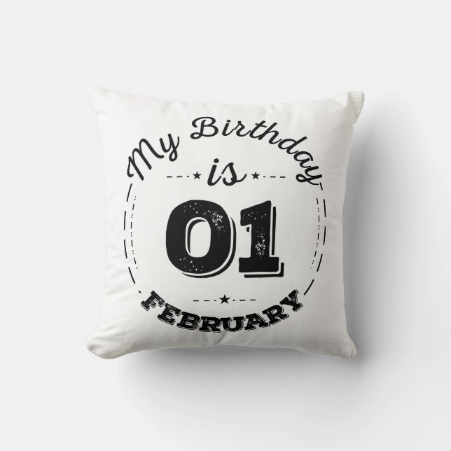 Almofada Meu aniversário é 10 de fevereiro (Frente)