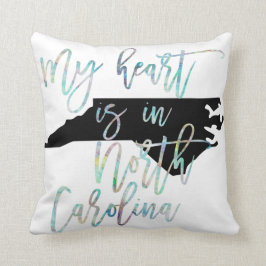 Almofada Meu coração está no estado NC de North Carolina