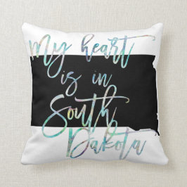 Almofada Meu coração está no estado SD de South Dakota