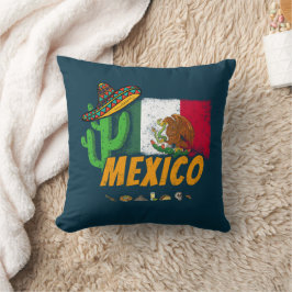 Almofada México Vintage Cactus Com Bandeira Sombrero Souven