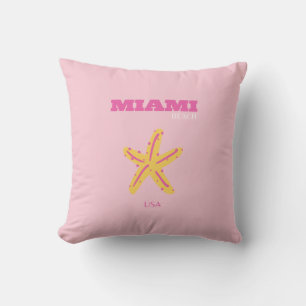 Almofada Miami Beach, Miami Viagem Art, Preppy Room, rosa