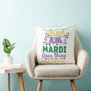 Almofada Miçangas e Brilho É uma Coisa de Mardi Gras