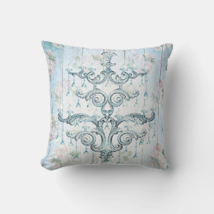 Almofada Miçangas Russo Blue Chandelier Monograma Vintage