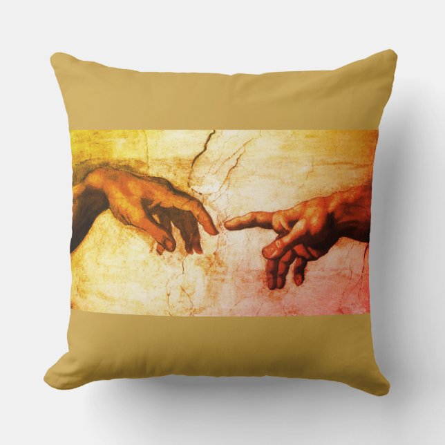 Almofada Michelangelo entrega arte vintage em dourado (Frente)
