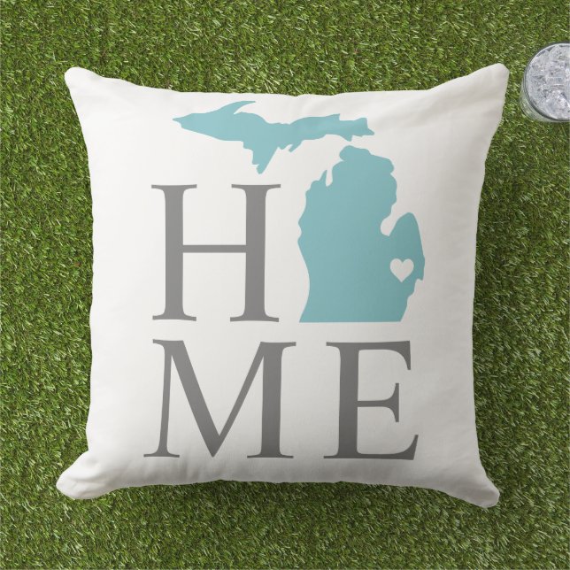Almofada Michigan Casa Aqua Estado Cinza Texto (Grama)
