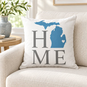 Almofada Michigan Casa Azul Estado Cinza Texto