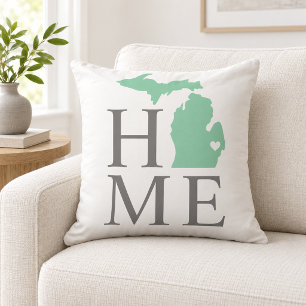 Almofada Michigan Casa Tom Estado Cinza Texto