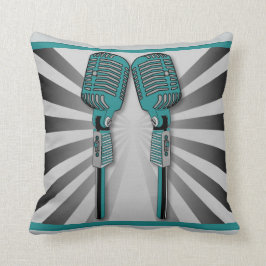 Almofada Microfones Vintage Twin Karaoke Travesseiro Aqua