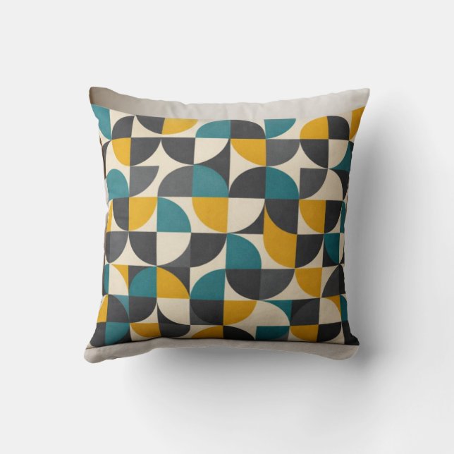 Almofada  Mid-Century Modern Geometric Pattern Throw Pillow (Verso)