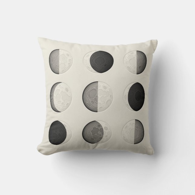 Almofada Mid-Century Modern Moon Phases Poster | Bauhaus  (Frente)