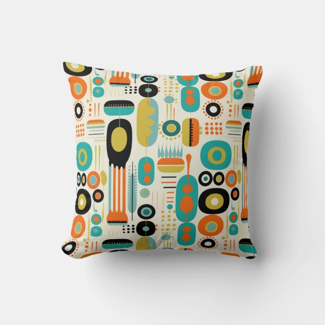 Almofada Mid Century Modern Pattern Colorful RETRO  (Frente)