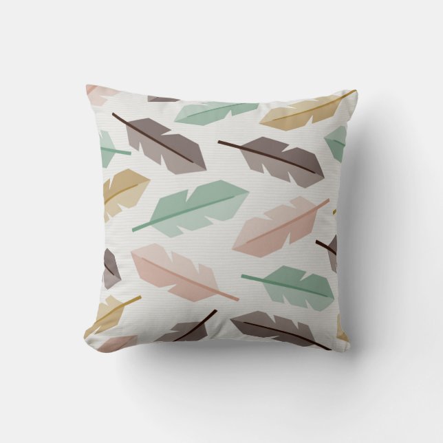 Almofada Mid-Century Modern Retro Feathers Throw Pillow (Frente)