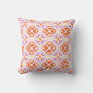 Almofada Mid Century Modern Retro Orange & Lavender Floral