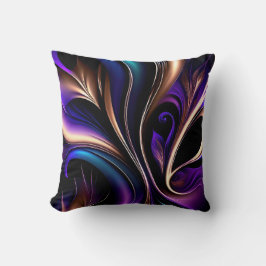 Almofada Midnight Bloom - Roxo Escuro, Azul Turquesa e Dour