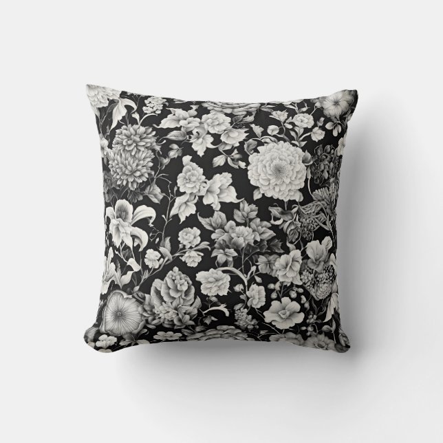 Almofada Midnight Bloom: Um Casamento Floral Negro (Frente)