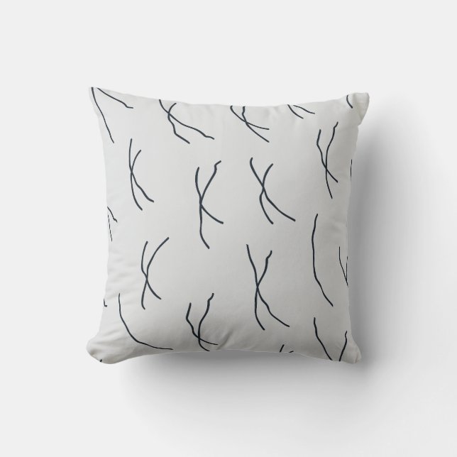 Almofada Midnight Garden Light Grey Abstract Sketchy Lines (Frente)