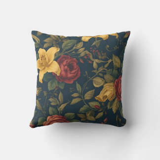 Almofada Midnight Victorian Floral – Yellow Lilies & Roses 