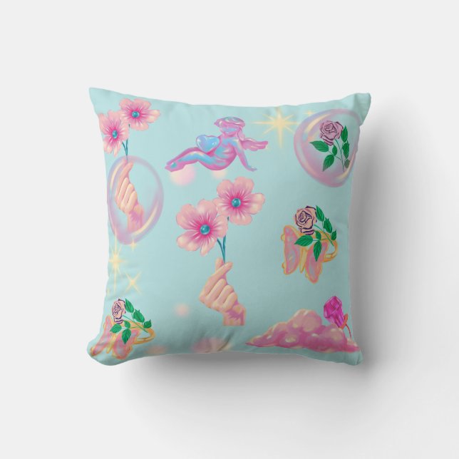 Almofada Mikitiez fada ângulo azul céu azul doce papoula (Frente)