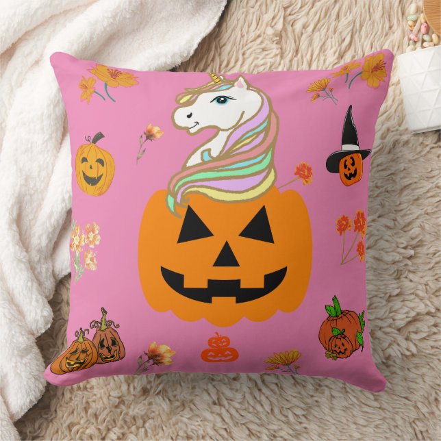 Almofada Mikitiez halloween unicorn assustou outono (Cobertor)