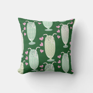 Almofada Milkshake Fun Mint Cartoon Retro Patterno - Curta