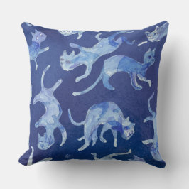 Almofada Ming Gatos Flutuantes 20" - Azul Reverso