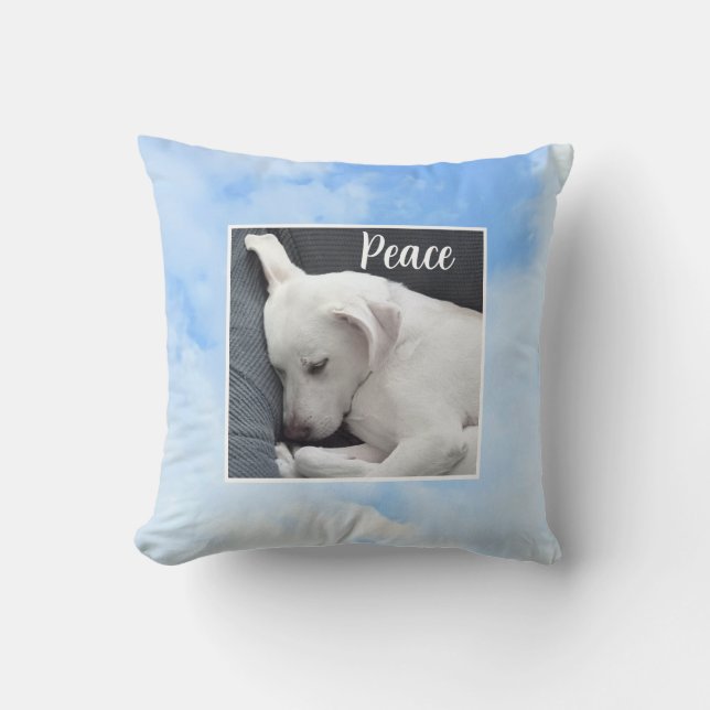 Almofada Minha Paz Eu Dou Versículo Bíblico Cachorro no Céu (Frente)