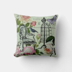Almofada minhoca vintage moderna borboleta rosa
