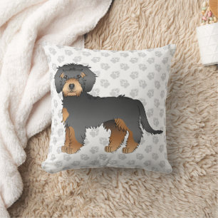 Almofada Mini Goldendoodle, De Cor Preta E Tana