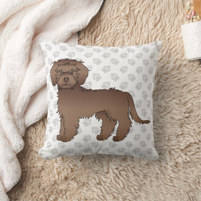 Almofada Mini Goldendoodle Marrom Fofo Cachorro Cartoon & P (Cobertor)