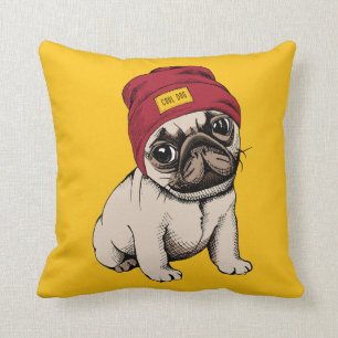 Almofada Mini Pug do hipster do filhote de cachorro