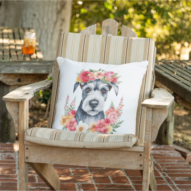 Almofada Mini Schnauzer Floral (Cadeira)