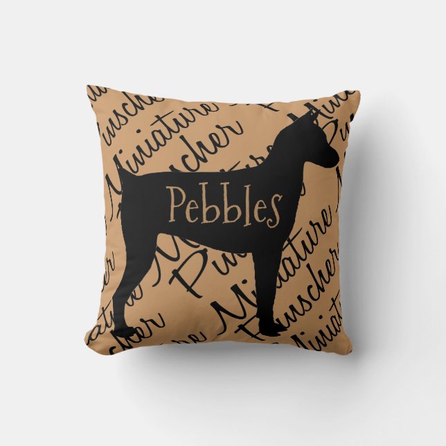 Almofada Miniatura Pinscher Cachorro Silhouette (Frente)