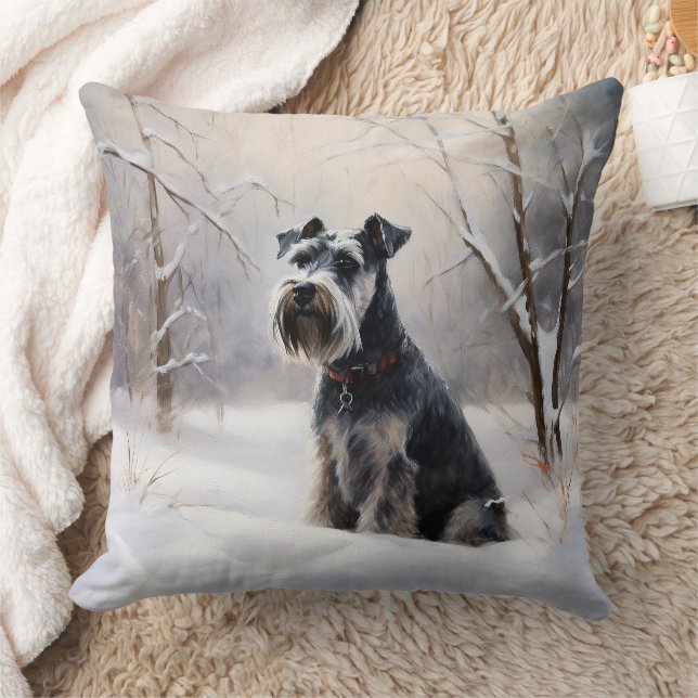 Almofada Miniatura Schnauzer Deixe-A Neve Natal (Cobertor)